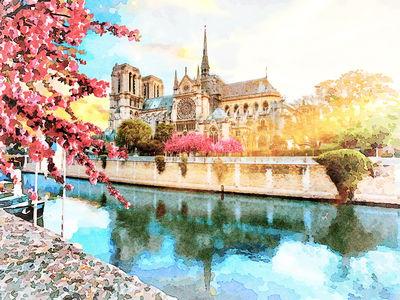 Ljuddämpande tavla - Notre dame cathedral painted