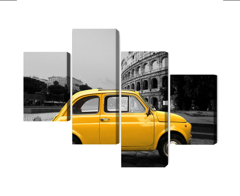 Ljuddämpande tavla - Yellow retro car