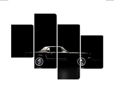 Ljuddämpande tavla - Black retro car on a dark