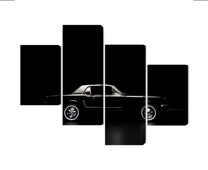 Ljuddämpande tavla - Black retro car on a dark