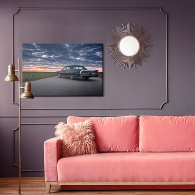 Ljuddämpande tavla - Sunset car and clouds