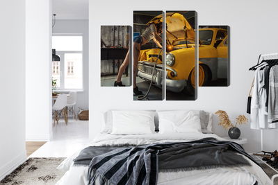 Ljuddämpande tavla - Sexy woman welded to a car