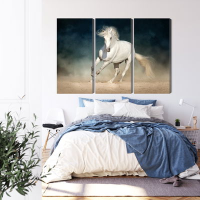 Ljuddämpande tavla - A white horse at a gallop