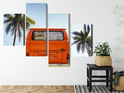 Ljuddämpande tavla - Retro car between palm trees