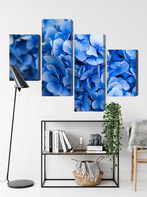 Ljuddämpande tavla - Blue hydrangea flowers close