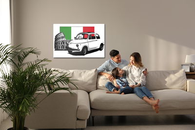 Ljuddämpande tavla - Retro auto on the background