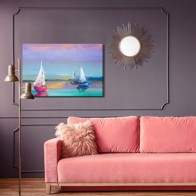 Ljuddämpande tavla - Abstract sailing ships on sea