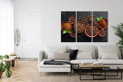 Ljuddämpande tavla - Ground coffee and beans