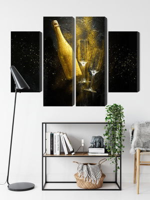Ljuddämpande tavla - Golden bottle of champagne