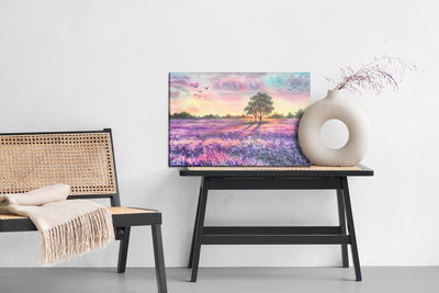 Ljuddämpande tavla - Lavender landscape painted