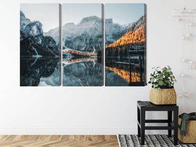 Ljuddämpande tavla - Italian lake braies 3d