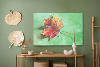 Ljuddämpande tavla - Autumn maple leaf painted