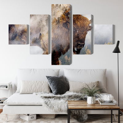 Ljuddämpande tavla - A bison on the background