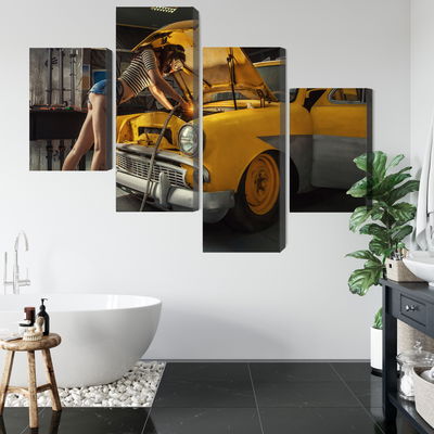 Ljuddämpande tavla - Sexy woman welded to a car