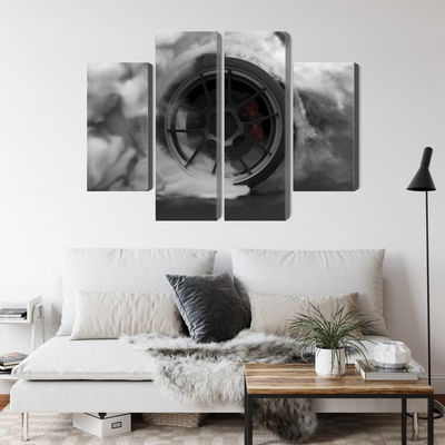 Ljuddämpande tavla - Car wheel in a cloud of 3d