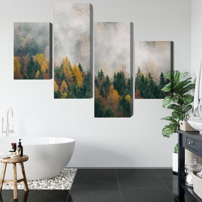 Ljuddämpande tavla - Autumn forest in fog 3d