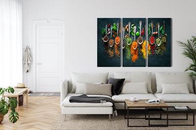 Ljuddämpande tavla - Herbs and spices on spoons