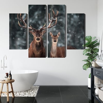 Ljuddämpande tavla - Deer and doe in the 3d forest