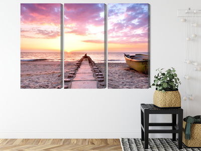 Ljuddämpande tavla - Boat on the beach 3d