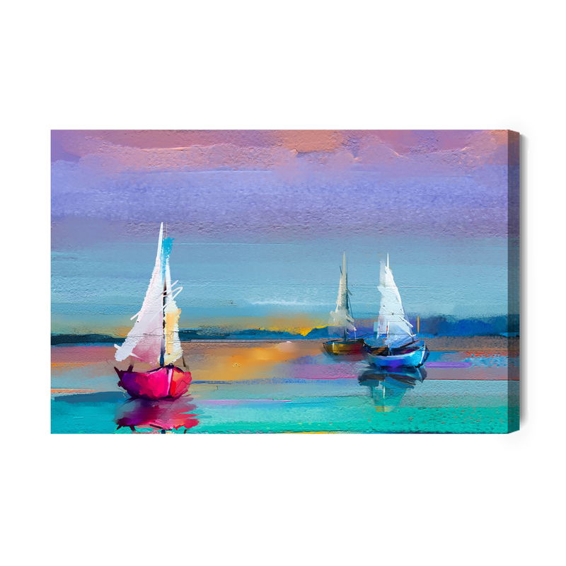 Ljuddämpande tavla - Abstract sailing ships on sea