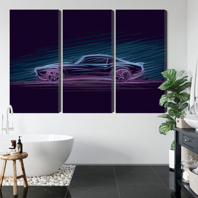 Ljuddämpande tavla - Neon muscle car