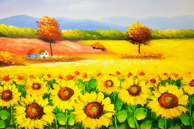 Ljuddämpande tavla - A colorful landscape