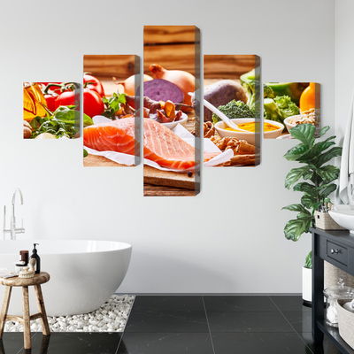 Ljuddämpande tavla - Salmon among vegetables