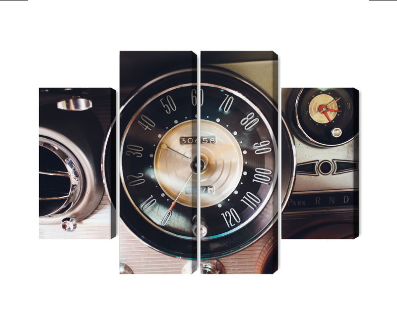 Ljuddämpande tavla - The dashboard in an old car