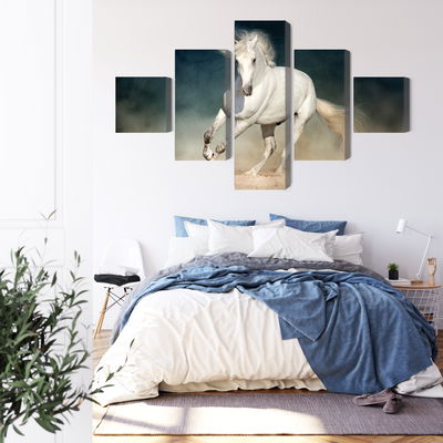 Ljuddämpande tavla - A white horse at a gallop