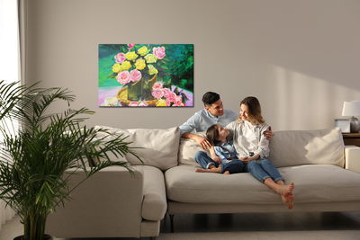 Ljuddämpande tavla - A bouquet of roses as painted