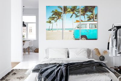 Ljuddämpande tavla - Retro car on the beach 3d