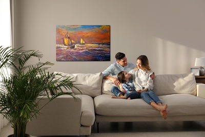 Ljuddämpande tavla - Sea storm abstraction