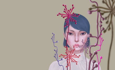 Ljuddämpande tavla - Woman and flower . concept