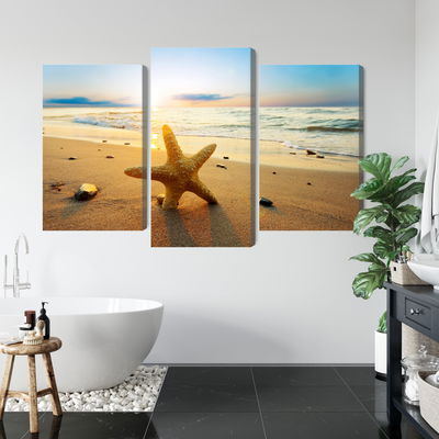 Ljuddämpande tavla - Starfish on the beach 3d
