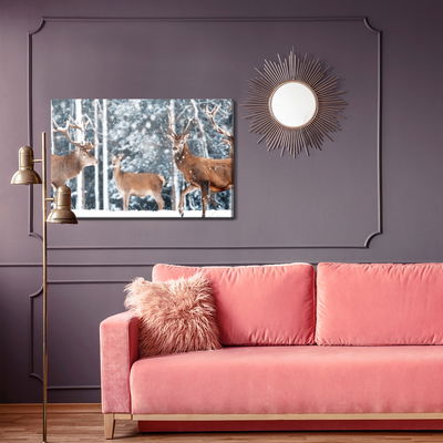 Ljuddämpande tavla - A herd of deer in the winter