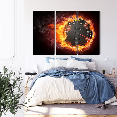 Ljuddämpande tavla - Speedometer in flames