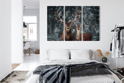 Ljuddämpande tavla - Deer and doe in the 3d forest