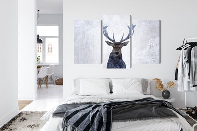Ljuddämpande tavla - Deer in the winter 3d forest