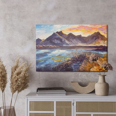 Ljuddämpande tavla - Painted mountain landscape