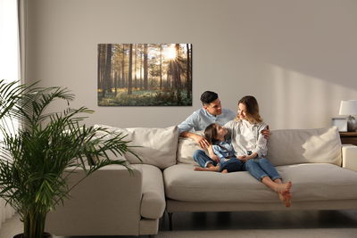 Ljuddämpande tavla - Sunrise in the coniferous