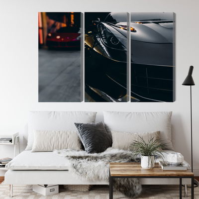 Ljuddämpande tavla - Front of a black sports car