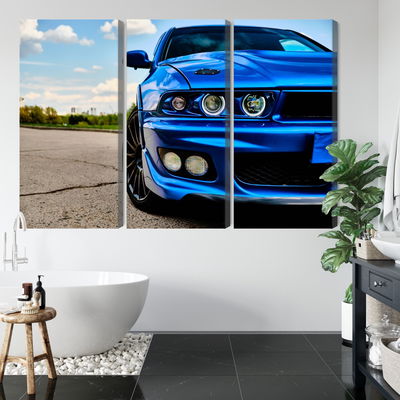 Ljuddämpande tavla - Front of a blue sports car