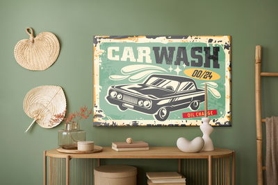Ljuddämpande tavla - Old car and retro lettering