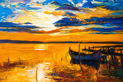 Ljuddämpande tavla - Colorful sunset over