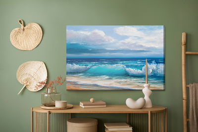 Ljuddämpande tavla - Painted sea waves