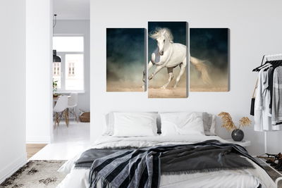 Ljuddämpande tavla - A white horse at a gallop