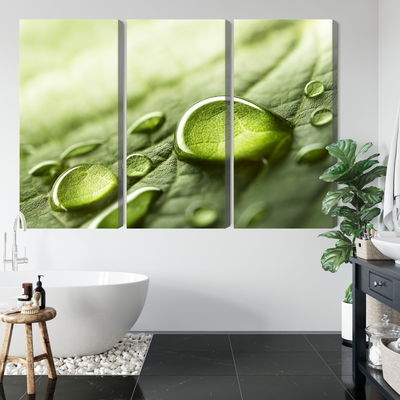 Ljuddämpande tavla - Water drops on a leaf