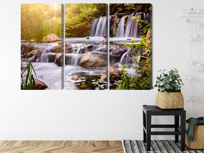 Ljuddämpande tavla - Waterfall at sunset