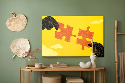 Ljuddämpande tavla - Connecting vintage puzzle