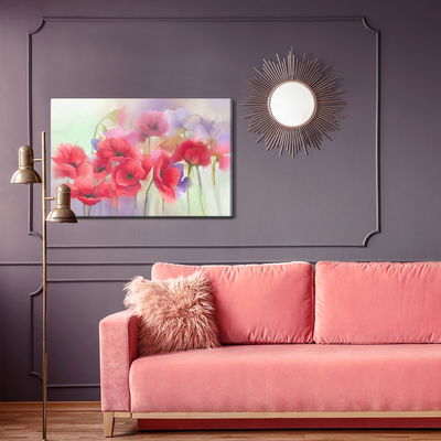 Ljuddämpande tavla - Colorful poppies painted